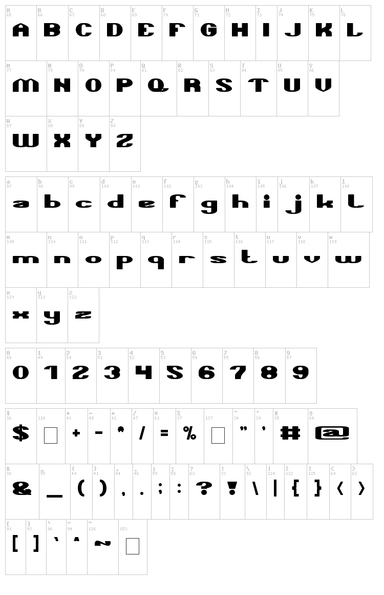 Take Me Home font map